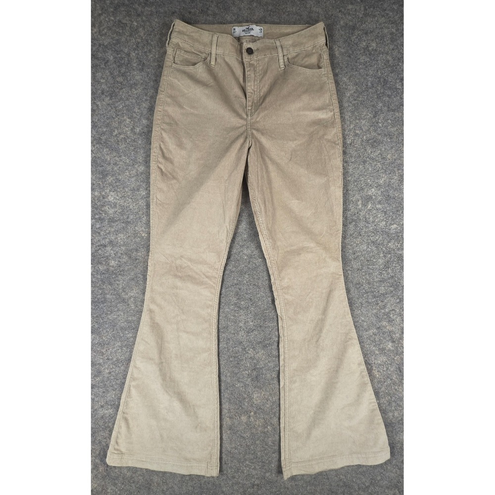 Hollister High-Rise Flare Corduroy Pants Tan Beige W28 L31 Size 7R Wide Leg